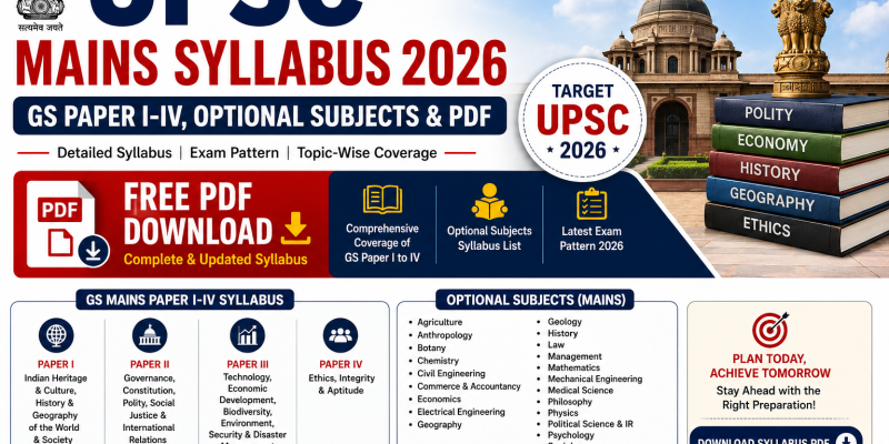 UPSC Mains Syllabus 2026 GS Paper I-IV, Optional Subjects & PDF