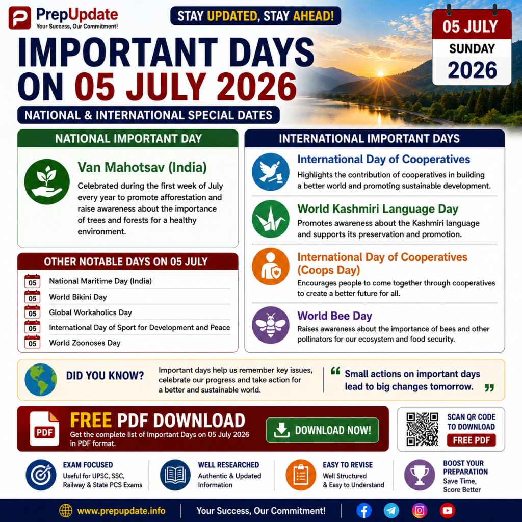 5 July 2026 Current Affairs in Hindi & English | Daily Current Affairs, MCQs & UPSC Questions