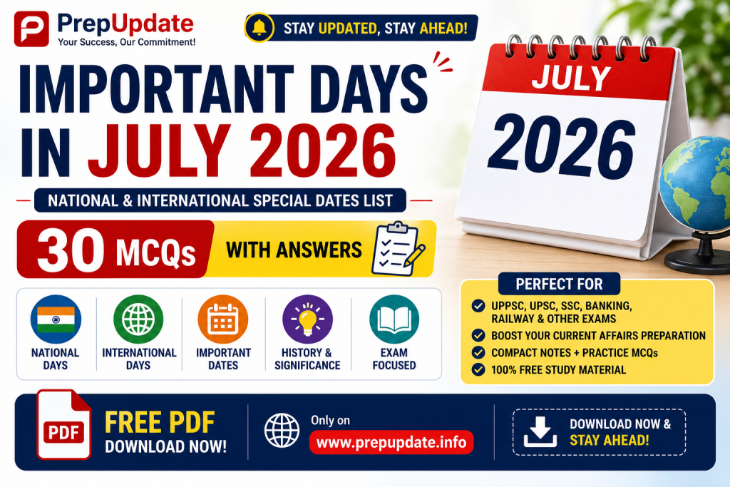 Important Days in July 2026: National & International Days with 10 MCQs for UPSC, SSC & Banking
