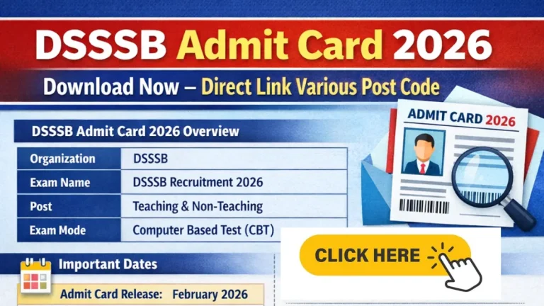 DSSSB Dass Grade IV Typing Test Admit Card Out, Direct Link