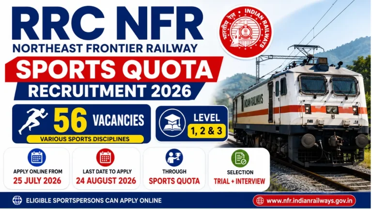 RRC NFR Sports Quota Recruitment 2026: Notification Out for 56 Posts, Apply Online