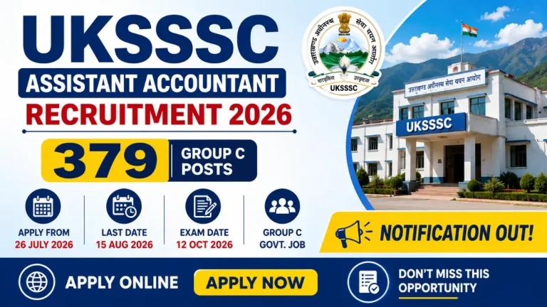 UKSSSC Assistant Accountant Recruitment 2026 Notification Out for 379 Group C Posts, Apply Online