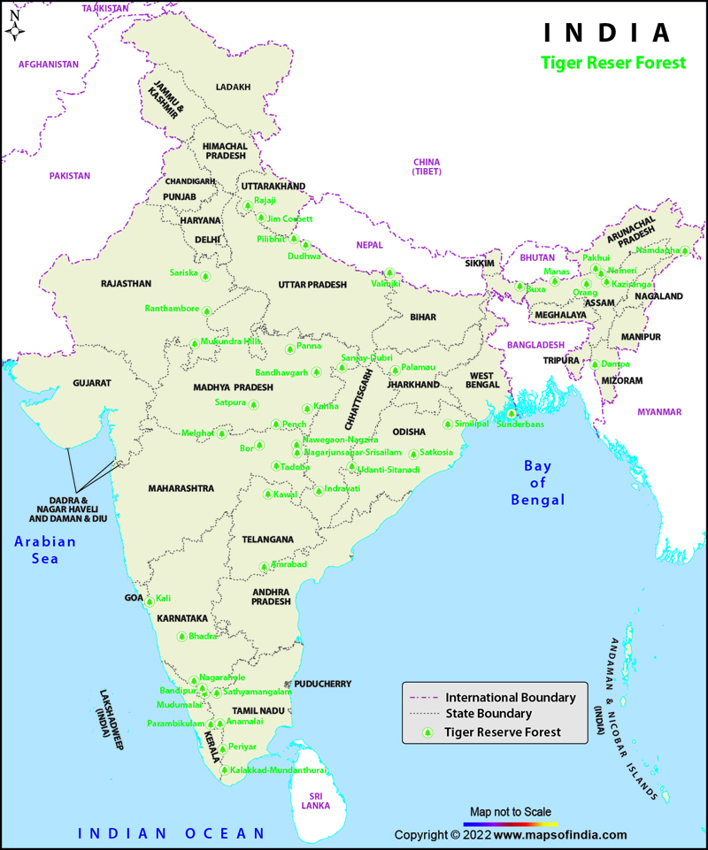 List of Tiger Reserves in India PDF Map
