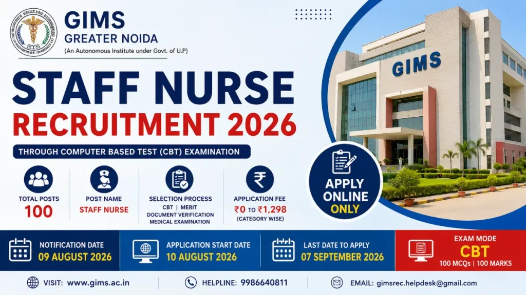 GIMS Staff Nurse Recruitment 2026: Apply Online for 100 Posts