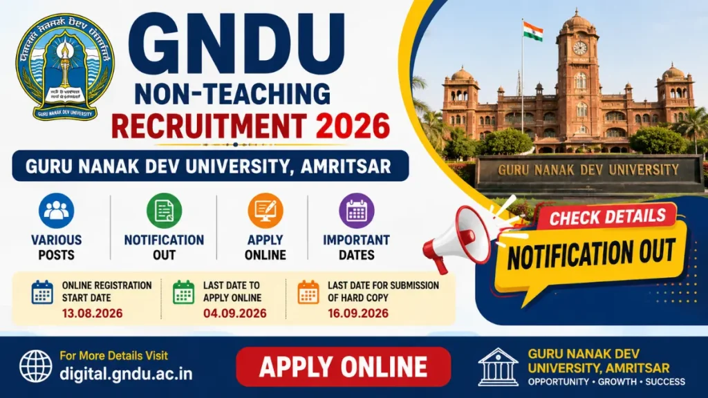 GNDU Non-Teaching Recruitment 2026: Apply Online for Various Posts