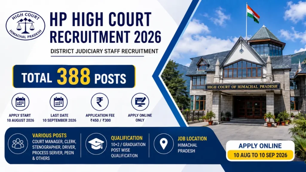 HP High Court Recruitment 2026 – Notification Out for 388 Posts, Apply Online