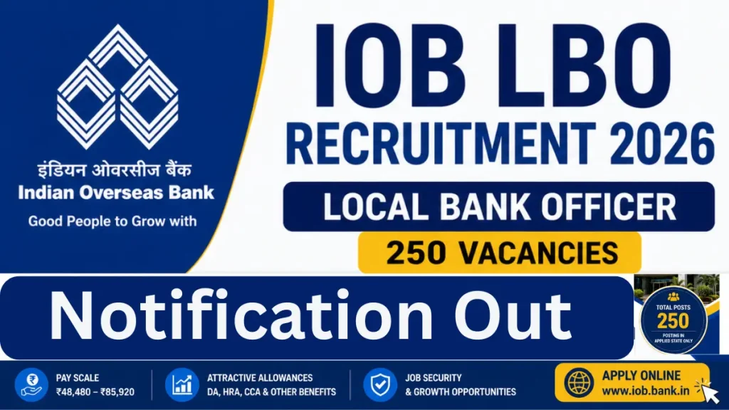 Indian Overseas Bank LBO Recruitment 2026 – Apply Online for 250 Local Bank Officer Posts