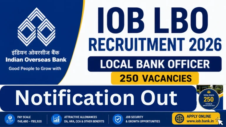 Indian Overseas Bank LBO Recruitment 2026 – Apply Online for 250 Local Bank Officer Posts