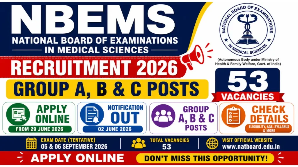 Delhi NBEMS Group A, B & C Posts City Intimation Out, Direct Link