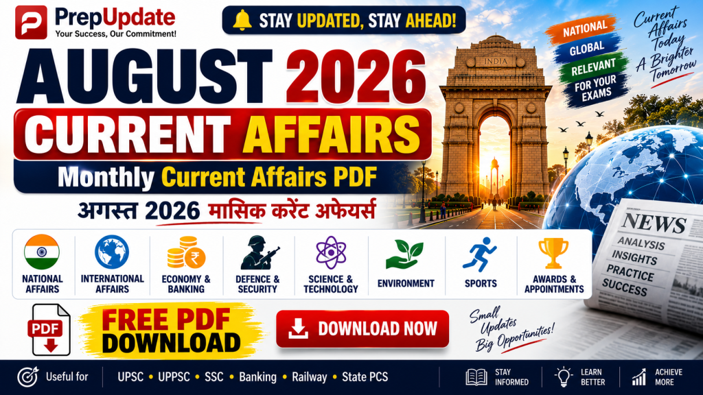 August 2026 Current Affairs | Monthly Current Affairs PDF