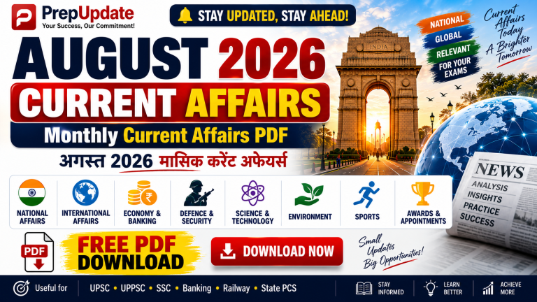 August 2026 Current Affairs | Monthly Current Affairs PDF