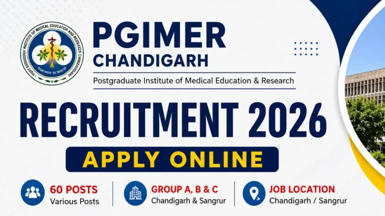 PGIMER Chandigarh Recruitment 2026: Apply Online for Various Posts