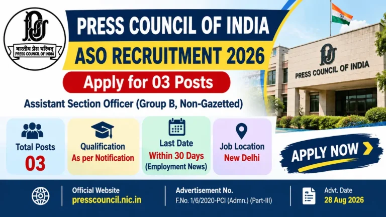 PCI Recruitment 2026 – Apply for Assistant Section Officer Posts